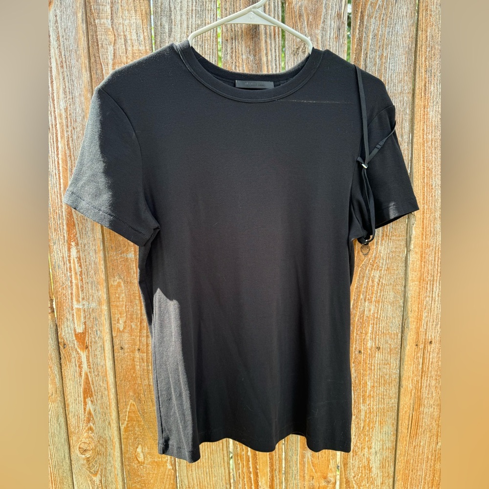 Helmut Lang Black Tshirt with Ribbon Harness Detail